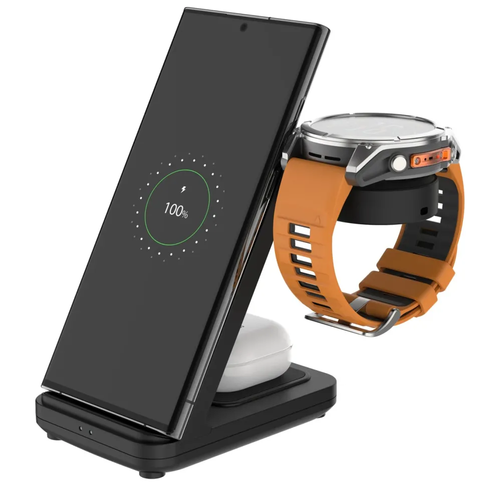 Fixed 3‑in‑1 Trådlös Laddstation för Garmin – Svart