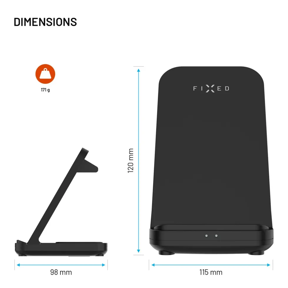 Fixed 3‑in‑1 Trådlös Laddstation för Garmin – Svart