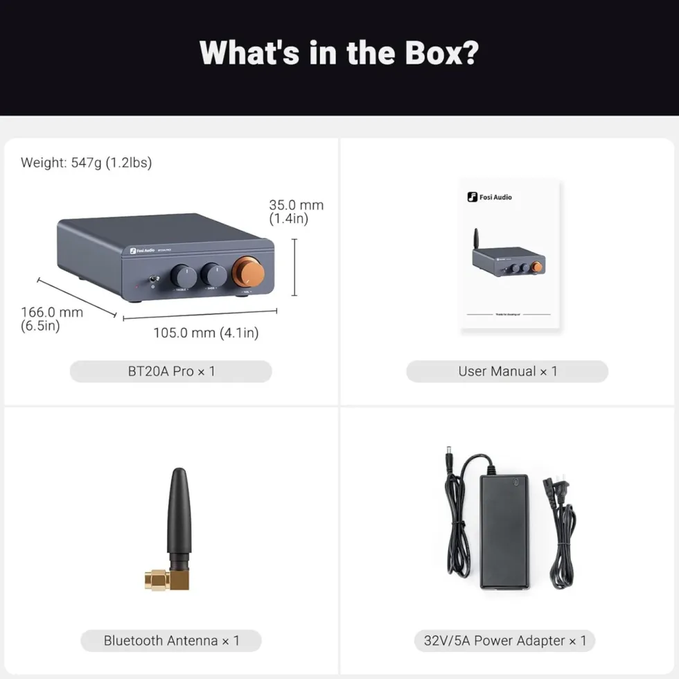 Fosi Audio BT20A Pro stereoförstärkare 2x100 W med Bluetooth