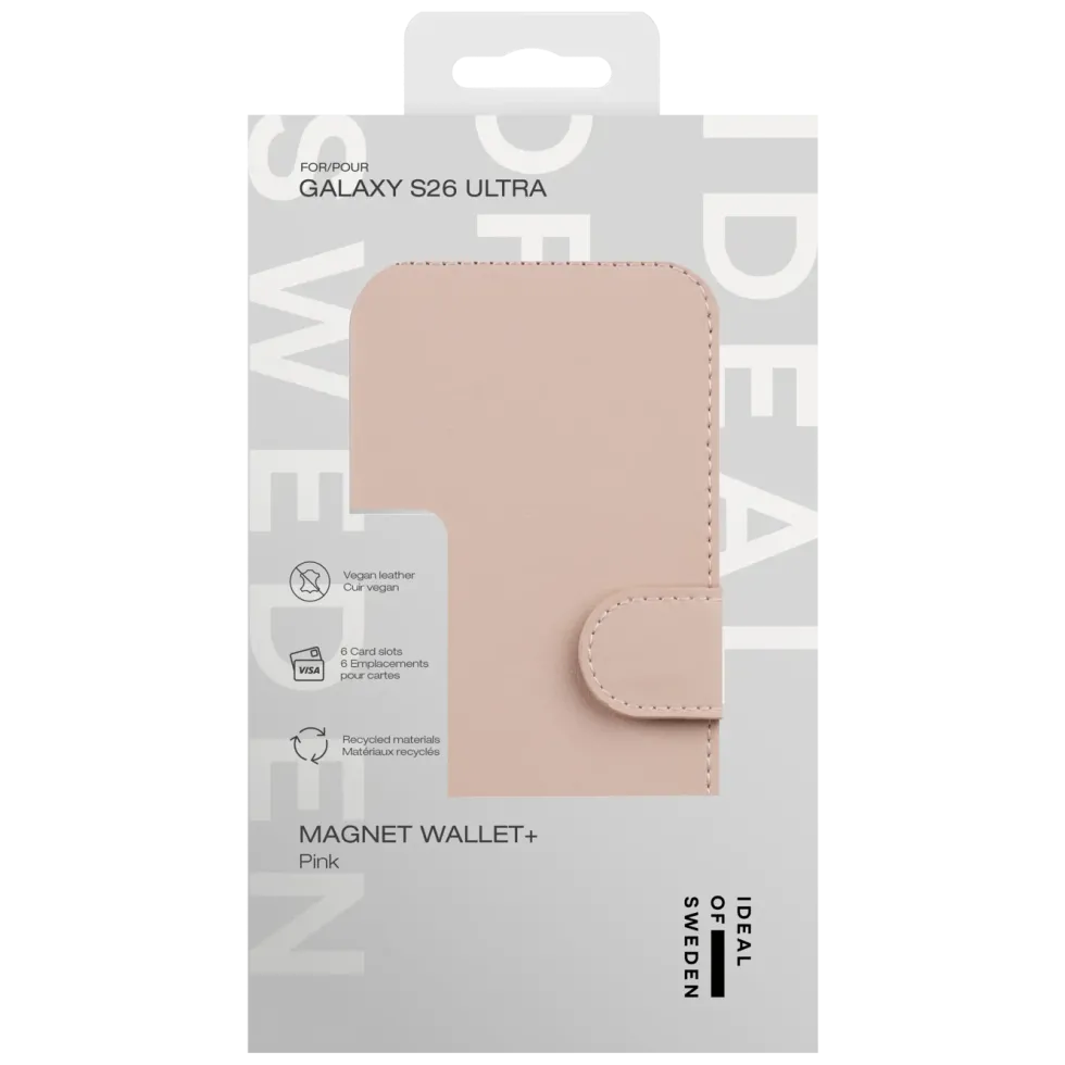 IDEAL OF SWEDEN Magnet Wallet+ - plånboksfodral till Galaxy S26 Ultra Pink