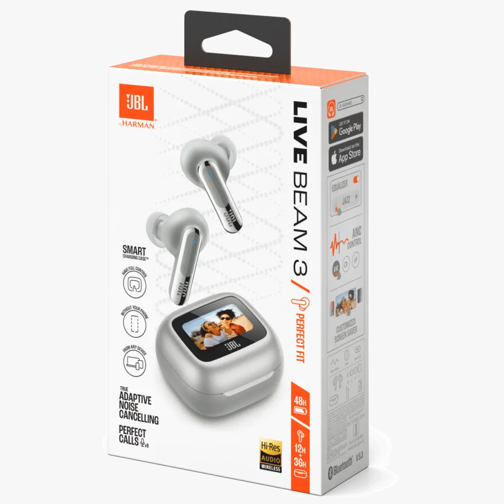 JBL Live Beam 3 Trådlösa hörlurar Silverfärgad