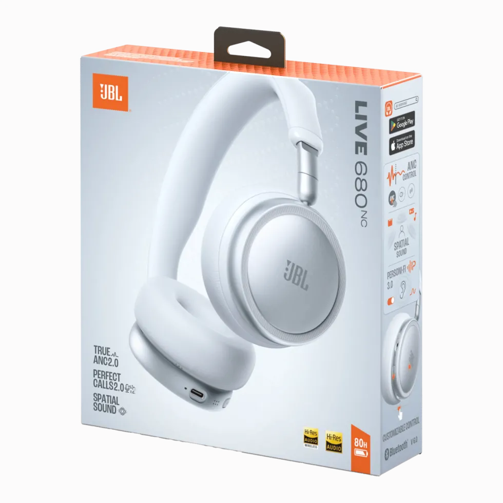JBL Live 680NC trådlösa on-ear-hörlurar White
