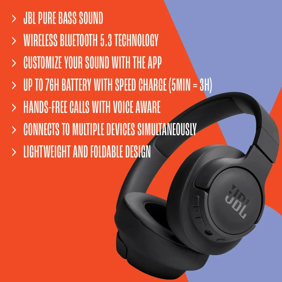 JBL Tune 720BT Trådlösa hörlurar Vit
