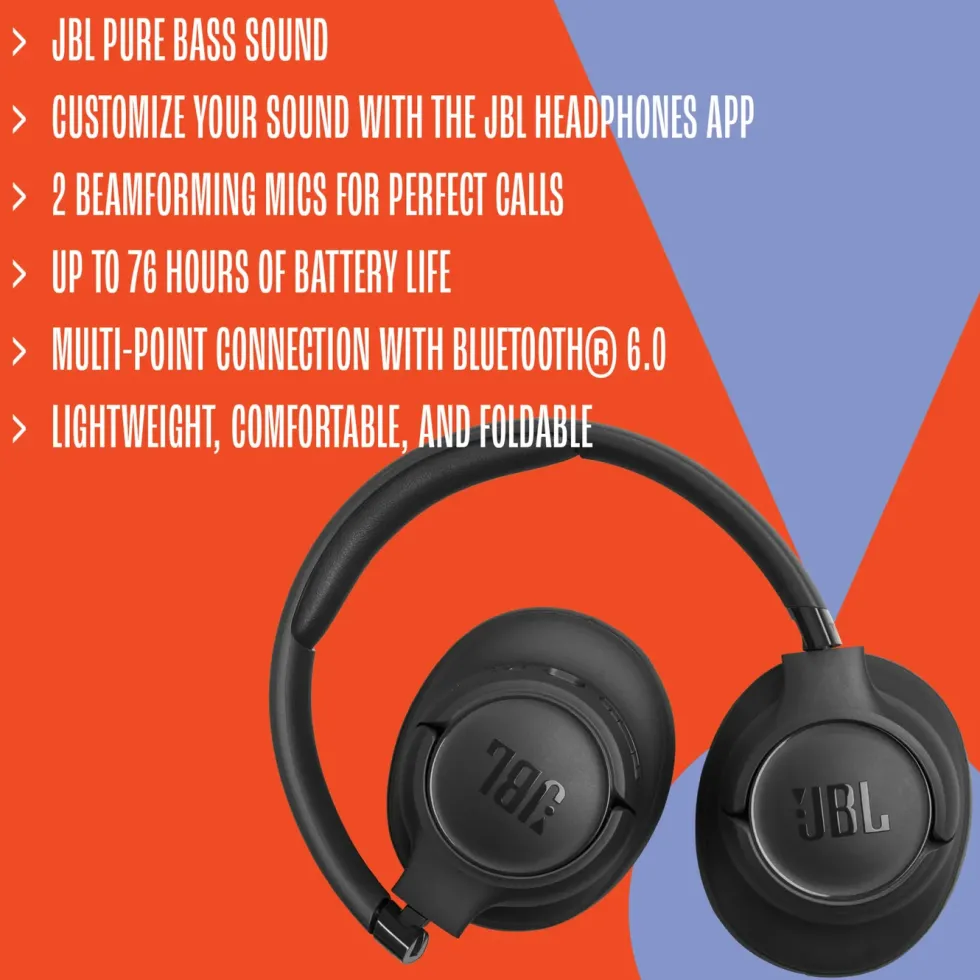 JBL Tune 730BT trådlösa hörlurar Vit