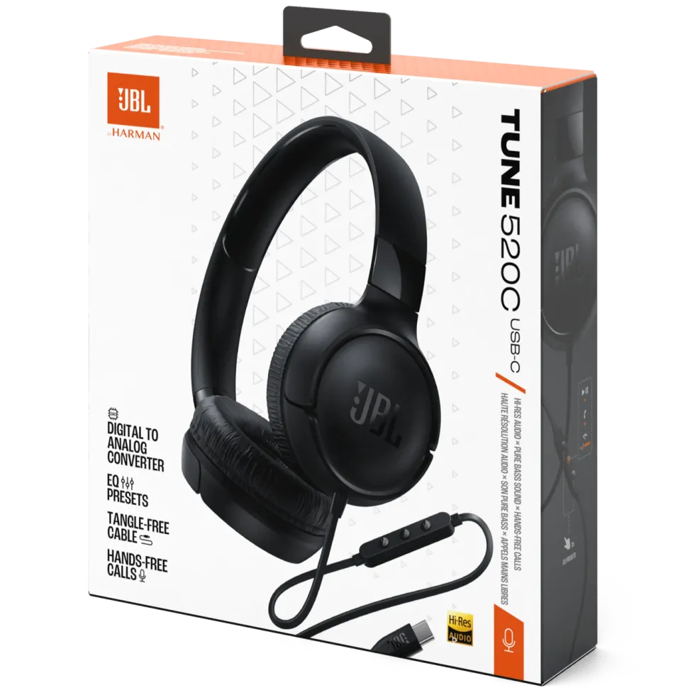 JBL Tune 520C On-Ear Hörlurar med USB-C