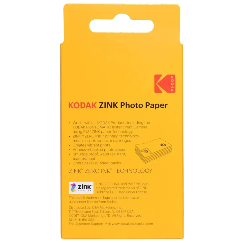 Kodak Zink fotopapper 2 x 3" 20-pack