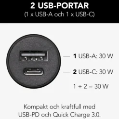 Linocell Billaddare med snabbladdning 30 W