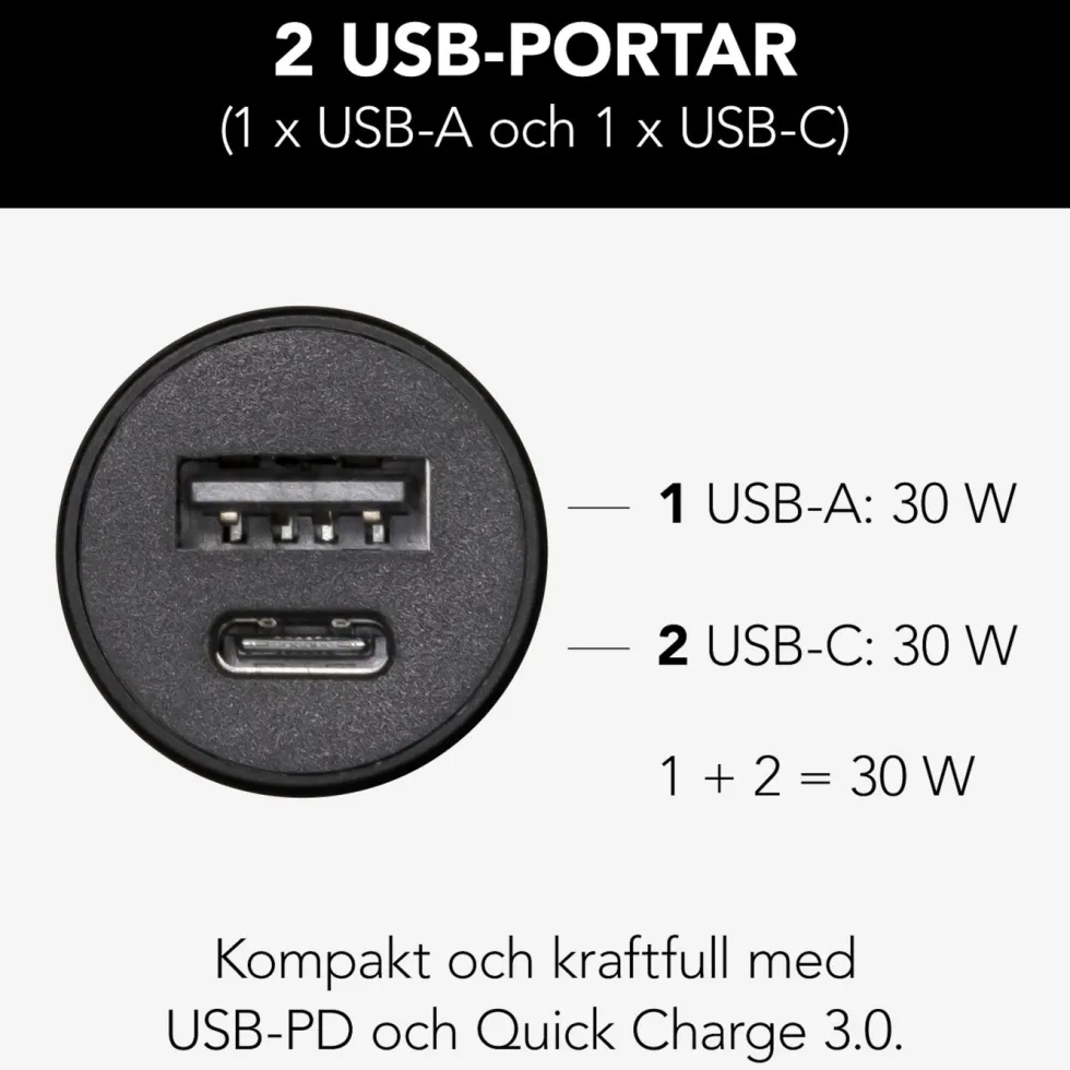 Linocell Billaddare med snabbladdning 30 W