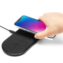 Linocell Dubbel Trådlös QI-snabbladdare 2x 15 W Svart
