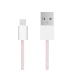 Linocell Flätad USB-A- till Lightning-kabel Rosa 2 m