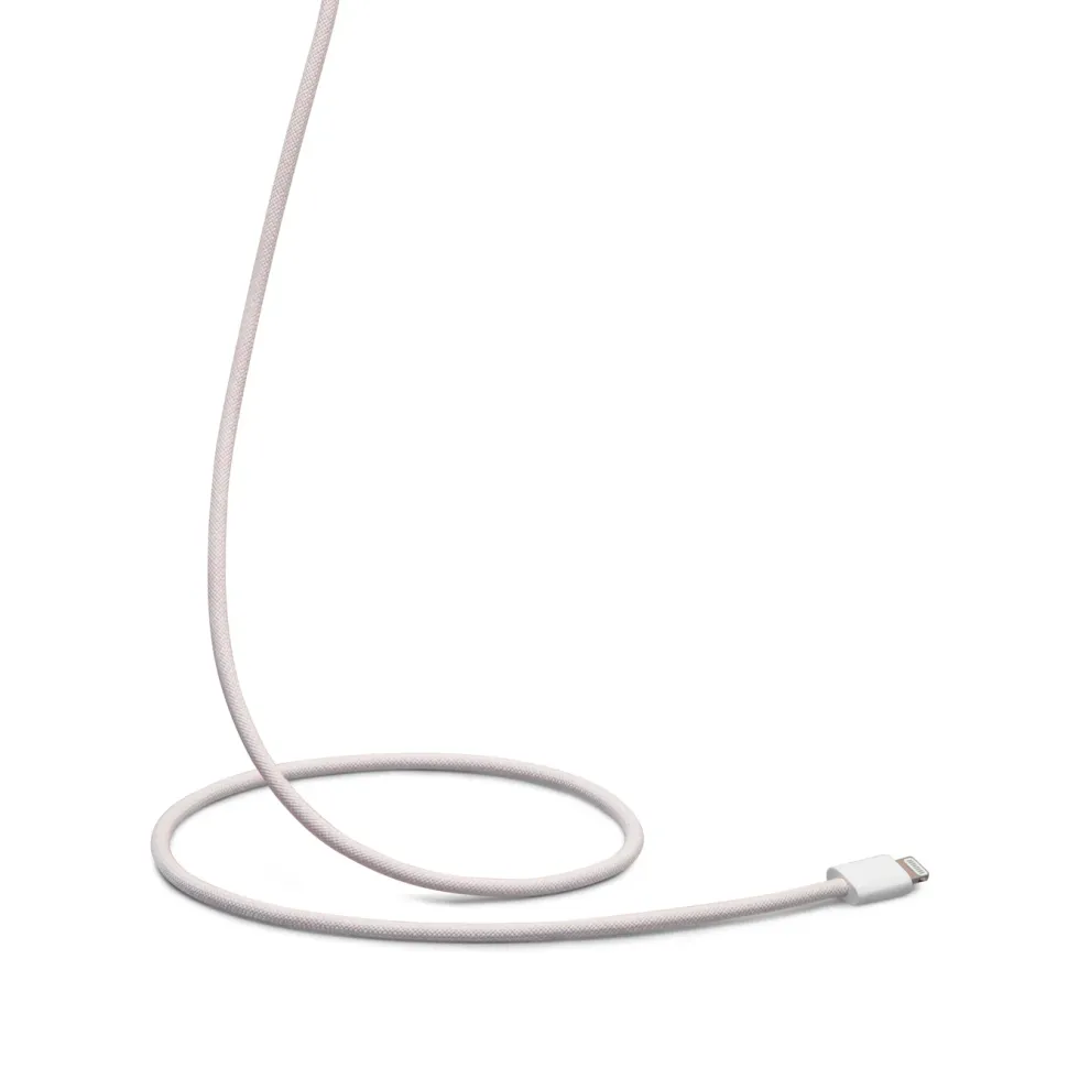 Linocell Flätad USB-A- till Lightning-kabel Rosa 2 m