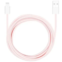 Linocell Flätad USB-A- till Lightning-kabel Rosa 2 m