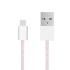 Linocell Flätad USB-A- till Lightning-kabel Rosa 0,5 m