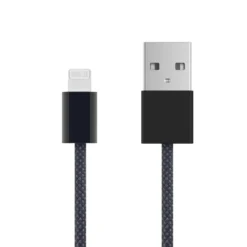Linocell Flätad USB-A- till Lightning-kabel Svart 2 m