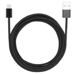 Linocell Flätad USB-A- till Lightning-kabel Svart 2 m
