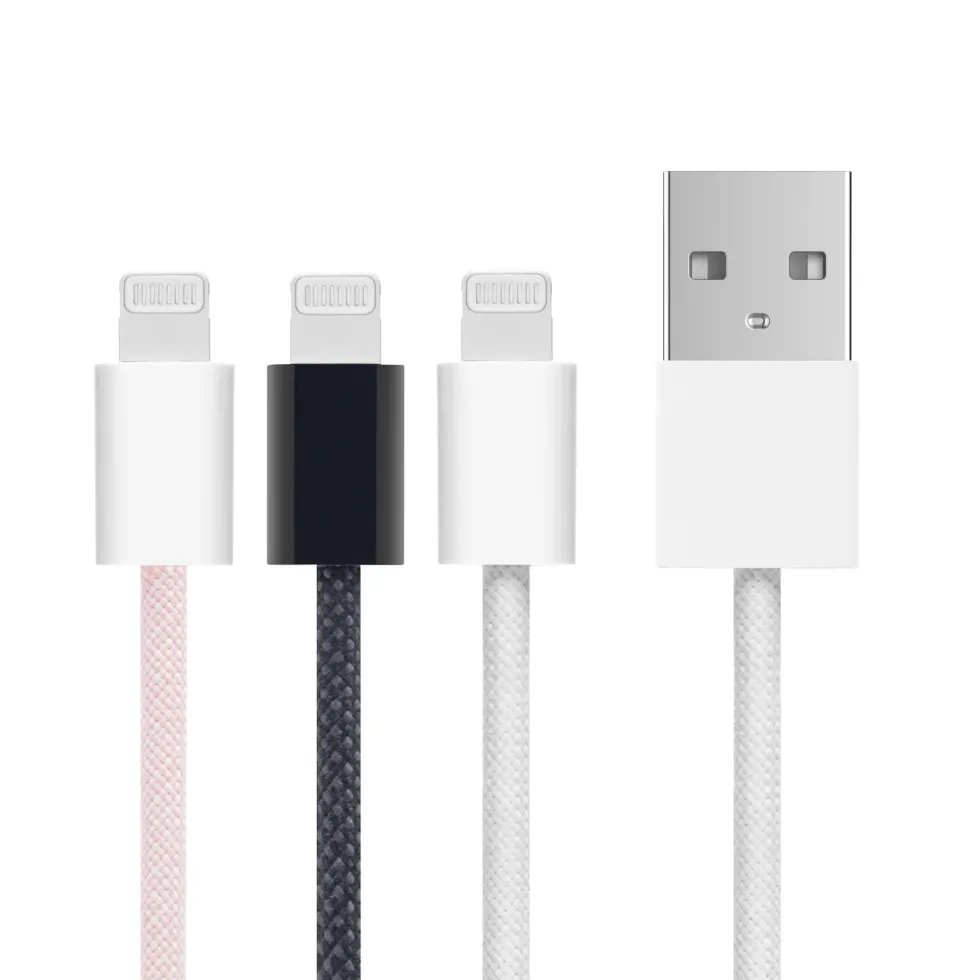 Linocell Flätad USB-A- till Lightning-kabel Svart 0,5 m