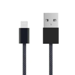 Linocell Flätad USB-A- till Lightning-kabel Svart 1 m