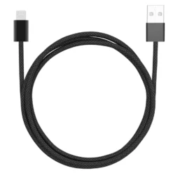 Linocell Flätad USB-A- till Lightning-kabel Svart 1 m