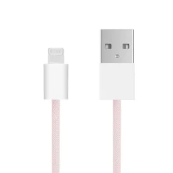 Linocell Flätad USB-A- till Lightning-kabel Rosa 1 m