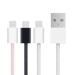 Linocell Flätad USB-A- till Lightning-kabel Vit 0,5 m