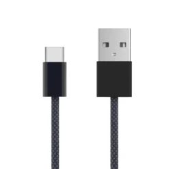 Linocell Flätad USB-A- till USB-C-kabel Svart 2 m