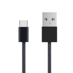 Linocell Flätad USB-A- till USB-C-kabel Svart 1 m