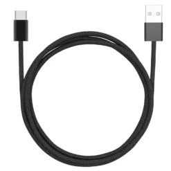 Linocell Flätad USB-A- till USB-C-kabel Svart 1 m