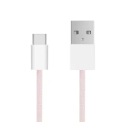 Linocell Flätad USB-A- till USB-C-kabel Rosa 1 m
