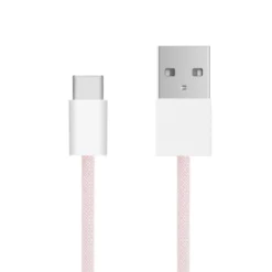 Linocell Flätad USB-A- till USB-C-kabel Rosa 1 m