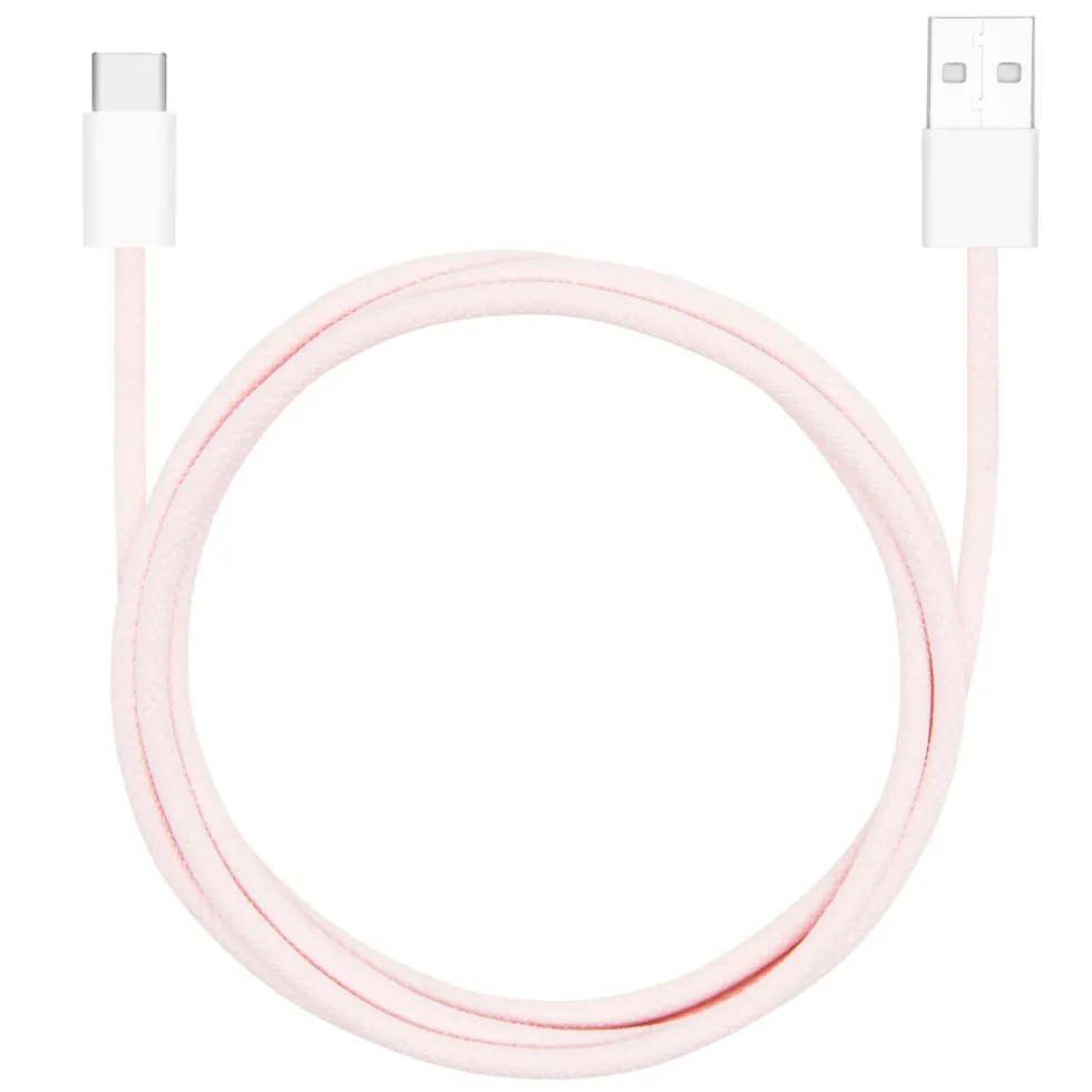 Linocell Flätad USB-A- till USB-C-kabel Rosa 1 m