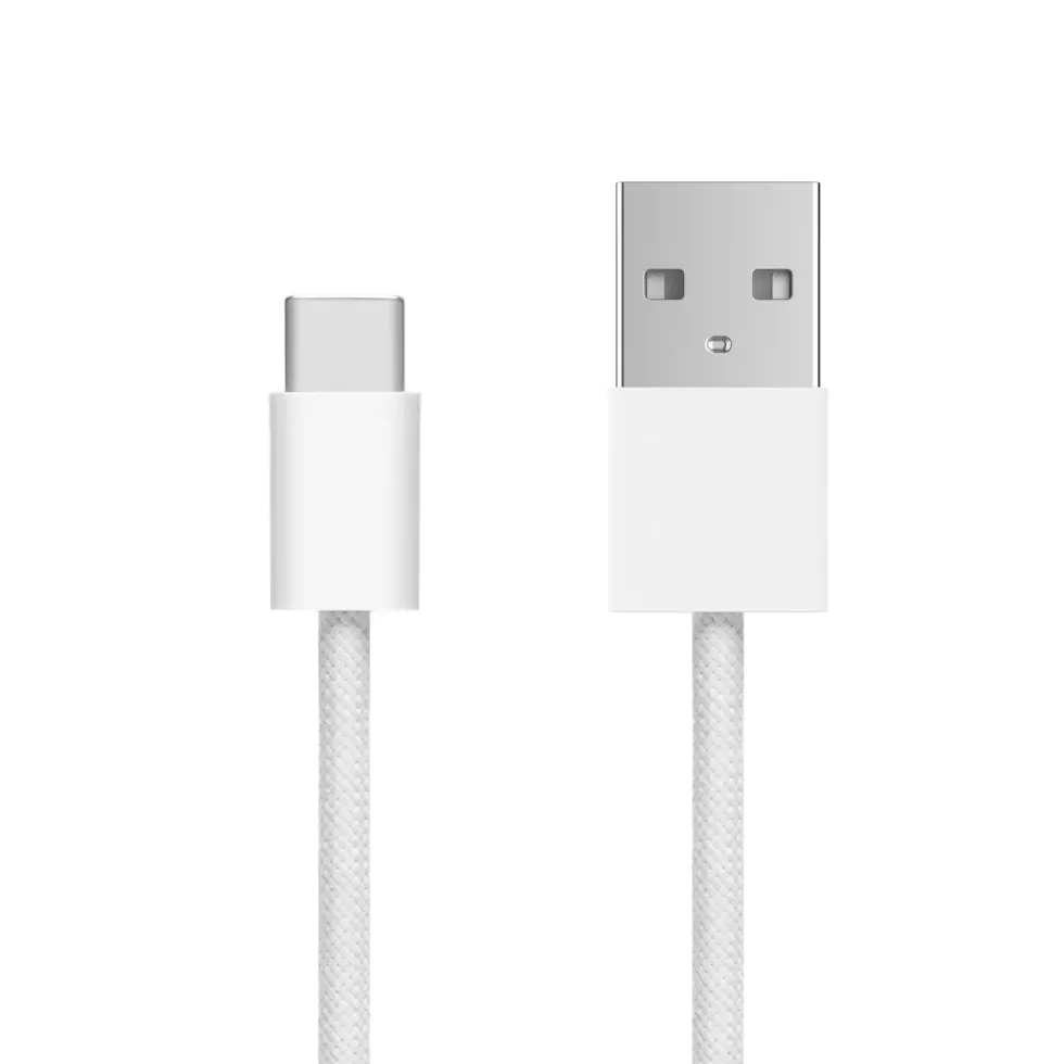 Linocell Flätad USB-A- till USB-C-kabel Vit 2 m