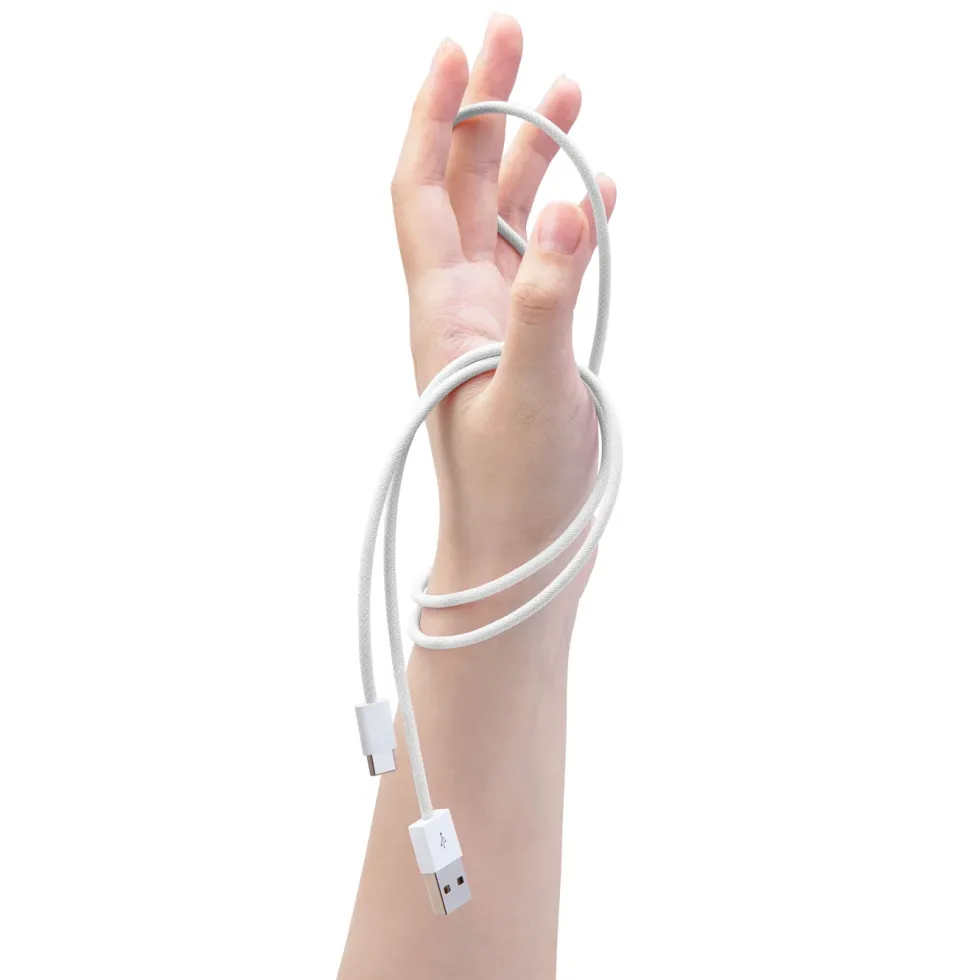 Linocell Flätad USB-A- till USB-C-kabel Vit 2 m