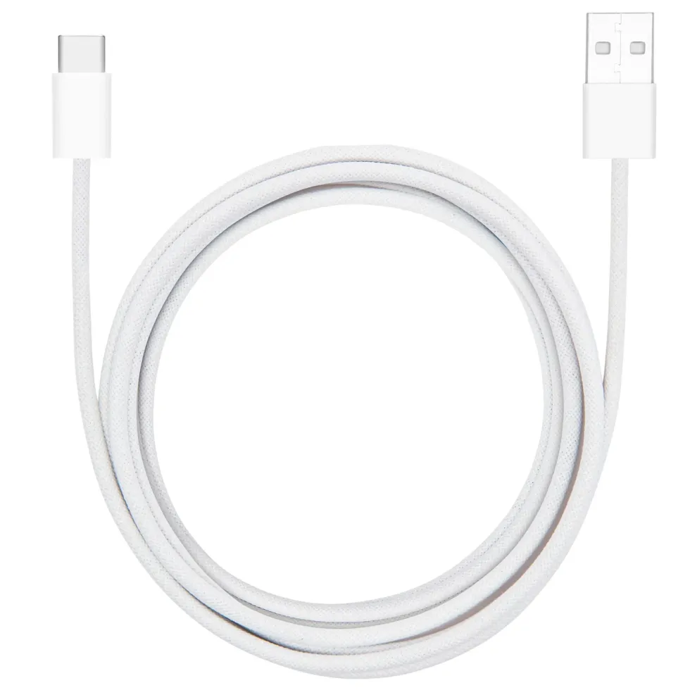 Linocell Flätad USB-A- till USB-C-kabel Vit 2 m