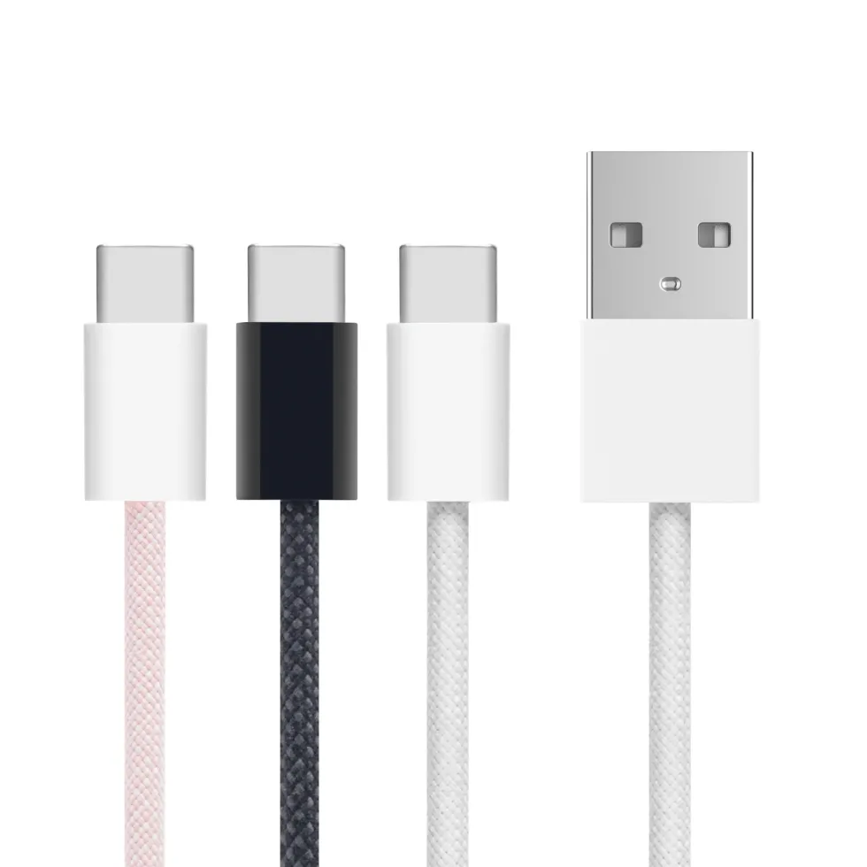Linocell Flätad USB-A- till USB-C-kabel Vit 2 m