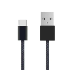 Linocell Flätad USB-A- till USB-C-kabel Svart 0,5 m