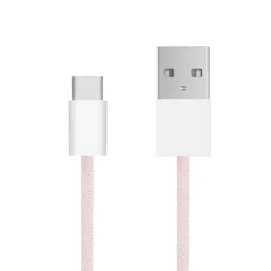 Linocell Flätad USB-A- till USB-C-kabel Rosa 2 m