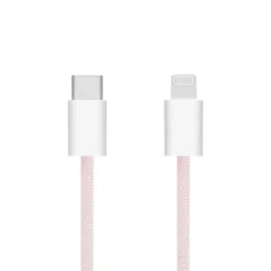 Linocell Flätad USB-C- till Lightning-kabel Rosa 0,5 m