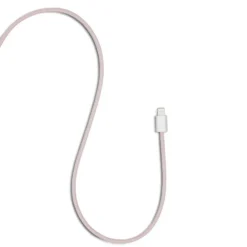 Linocell Flätad USB-C- till Lightning-kabel Rosa 2 m