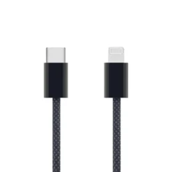 Linocell Flätad USB-C- till Lightning-kabel Svart 2 m