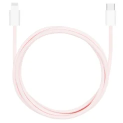 Linocell Flätad USB-C- till Lightning-kabel Rosa 1 m