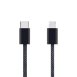 Linocell Flätad USB-C- till Lightning-kabel Svart 0,5 m