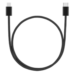 Linocell Flätad USB-C- till Lightning-kabel Svart 0,5 m