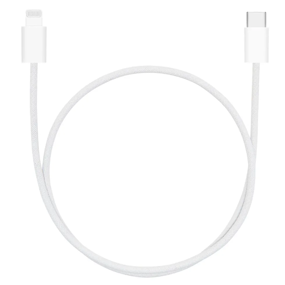 Linocell Flätad USB-C- till Lightning-kabel Vit 0,5 m