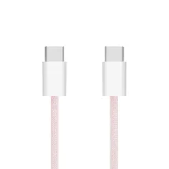 Linocell Flätad USB-C- till USB-C-kabel 60W Rosa 2 m
