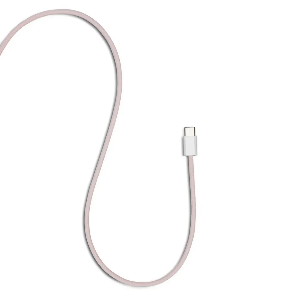 Linocell Flätad USB-C- till USB-C-kabel 60W Rosa 2 m