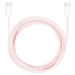 Linocell Flätad USB-C- till USB-C-kabel 60W Rosa 2 m