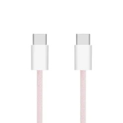 Linocell Flätad USB-C- till USB-C-kabel 60W Rosa 0,5