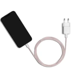Linocell Flätad USB-C- till USB-C-kabel 60W Rosa 0,5