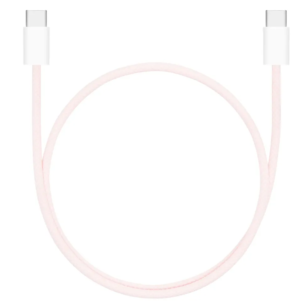 Linocell Flätad USB-C- till USB-C-kabel 60W Rosa 0,5