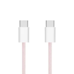 Linocell Flätad USB-C- till USB-C-kabel 60W Rosa 1 m